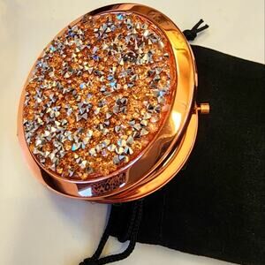 Rose Gold Compact Mirror with Gift Bag Stocking Stuffer Girlfriend Teacher New